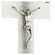White crucifix with silver shading line, Murano glass, 6x4 in s2