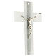 White crucifix with silver shading line, Murano glass, 6x4 in s3