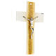 White crucifix with golden shading line, Murano glass, 10x6.5 in s3