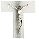 White crucifix with silver shading line, Murano glass, 10x6.5 in s2