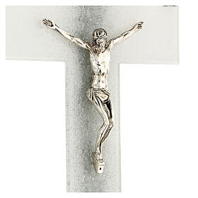 Crucifixo vidro de Murano decoração prateada 25x15 cm