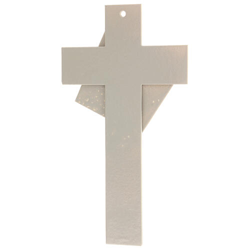 Crucifixo vidro de Murano Luz do Luar cor pérola, 15x10 cm 4