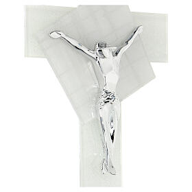 Moonlight white crucifix, Murano glass, 10x5.5 in