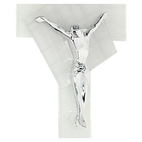 Moonlight white crucifix, Murano glass, 13.5x7 in