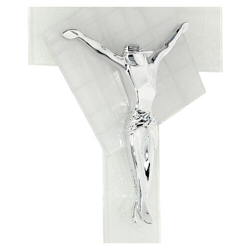 Moonlight white crucifix, Murano glass, 13.5x7 in 2