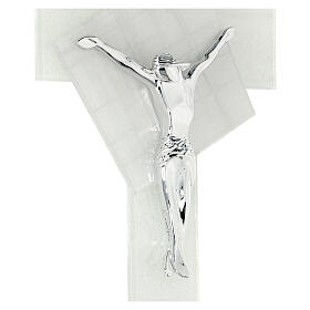 Crucifix moderne verre de Murano blanc 35x20 cm