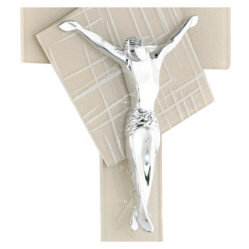 Crucifixo vidro de Murano Luz do Luar cor pérola, 35x20 cm 2