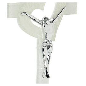 Crucifixo vidro de Murano coração Lagoa Azul, 15x10 cm