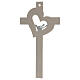 Crucifix verre de Murano coeur ajouré taupe 15x10 cm s4