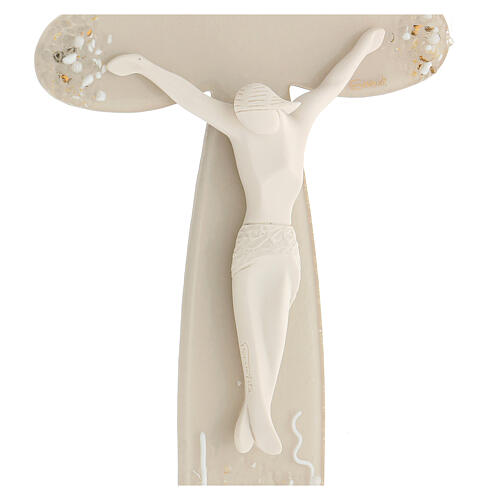 Flower-shaped stylised crucifix, taupe Murano glass, 10x5.5 in 2