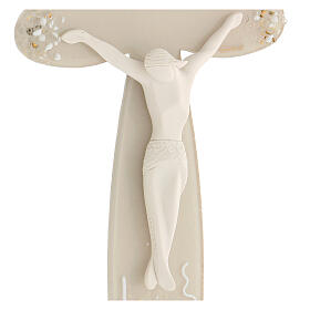 Crucifix verre de Murano fleur couleur taupe 35x20 cm