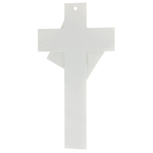 Crucifijo de vidrio de Murano estilizado blanco recuerdo 16x10 cm 4
