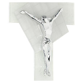 Crucifixo vidro de Murano Luz do Luar branco, 15x10 cm