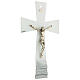 Crucifix évasé en verre de Murano blanc-argent 15x10 cm s3
