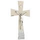 Crucifix évasé en verre de Murano taupe-argent 15x10 cm s3