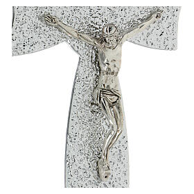 Crucifijo de vidrio Murano moño plata recuerdo 16x10 cm