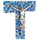 Murano glass cross crucifix classic blue murrine favor 16x8cm s2