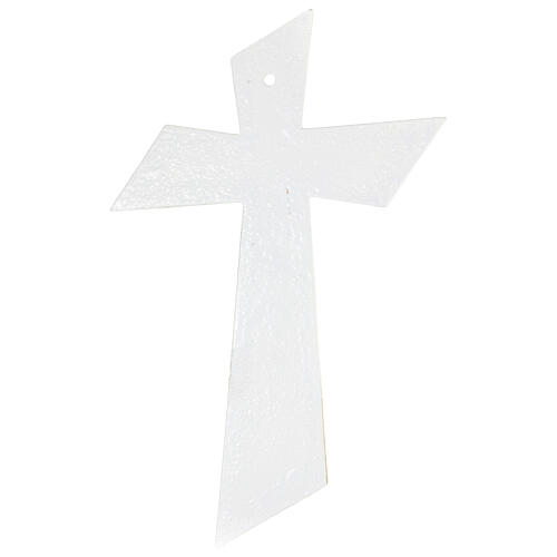 Crucifixo vidro Murano cor gelo e ouro 15x10 cm 4