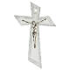 Crucifix verre de Murano argent lignes obliques 15x10 cm s1