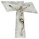 Crucifix verre de Murano argent lignes obliques 15x10 cm s2