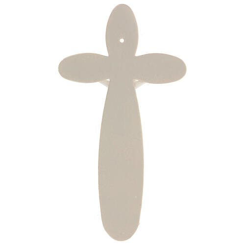 Flower-shaped stylised crucifix, taupe Murano glass, 6x3 in 4