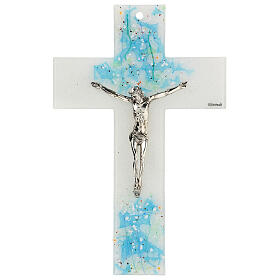 Crucifixo vidro de Murano Aquarium decoração efeito água 15x10 cm