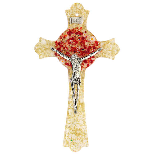 Crocifisso in vetro di Murano Passion bomboniera 16x8cm 1