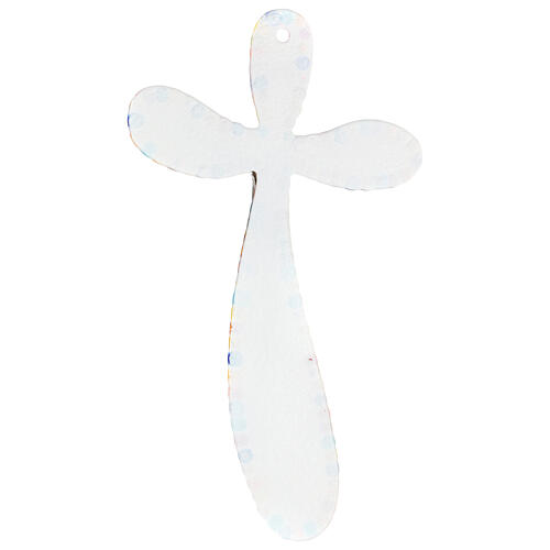 Crucifix arrondi irrégulier verre de Murano murrine colorées 25x15 cm 4