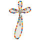 Crucifix arrondi irrégulier verre de Murano murrine colorées 25x15 cm s1