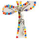 Crucifix arrondi irrégulier verre de Murano murrine colorées 25x15 cm s2