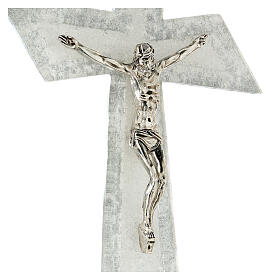 Crucifix verre de Murano argent lignes obliques 25x15 cm