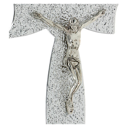 Crucifix verre Murano noeud argenté avec bulles 25x15 cm 2
