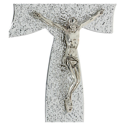 Crocifisso in vetro di Murano fiocco argento 25x14cm 2