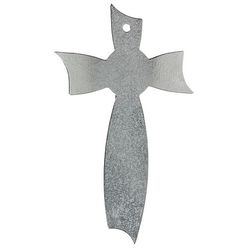 Crocifisso in vetro di Murano fiocco argento 25x14cm 4