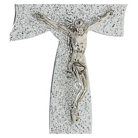 Crucifixo vidro de Murano laço prateado 25x15 cm