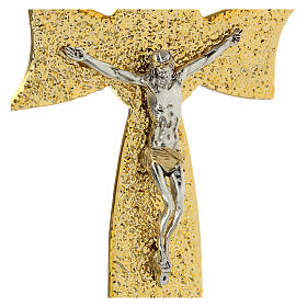 Crucifijo de vidrio de Murano moño oro 25x15 cm