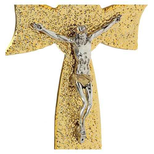 Crocifisso in vetro di Murano fiocco oro 25x15cm 2