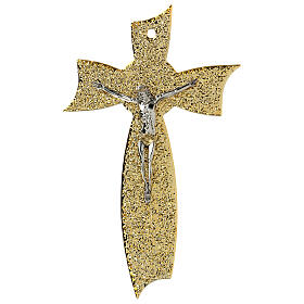 Crucifixo vidro de Murano laço dourado 25x15 cm