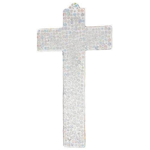 Murano glass crucifix with colourful murrine, mirror finish, 10x5.5 in 4