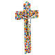 Murano glass crucifix with colourful murrine, mirror finish, 10x5.5 in s3