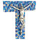 Murano glass crucifix with blue murrine, mirror finish, 10x5.5 in s2