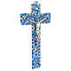 Murano glass crucifix with blue murrine, mirror finish, 10x5.5 in s3