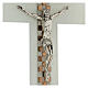 Crucifixo vidro de Murano branco Jogo de Damas cor cobre e prata 25x15 cm s2