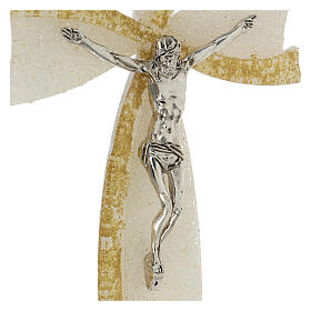 Crucifixo vidro de Murano floco dourado 35x20 cm