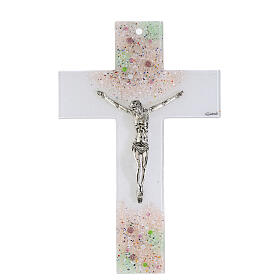 Crucifix of Murano glass, topaz, 13.5x8.5 in