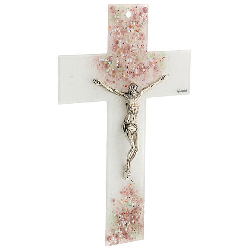 Crucifix in Murano glass Topaz 35x20cm 3