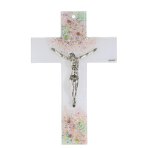 Crucifix in Murano glass Topaz 35x20cm 1