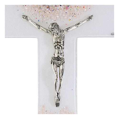 Crucifix in Murano glass Topaz 35x20cm 2