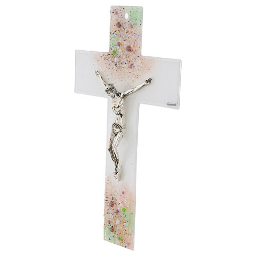 Crucifix in Murano glass Topaz 35x20cm 3