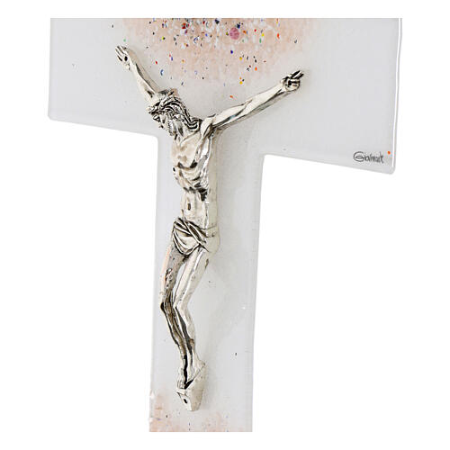 Crucifix in Murano glass Topaz 35x20cm 4